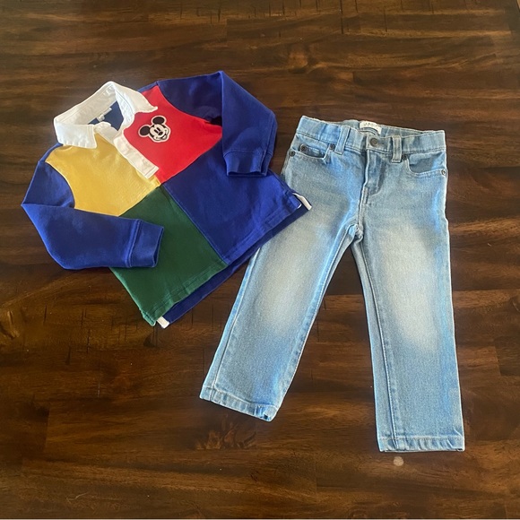 Janie and Jack Other - Janie and Jack Mickey Mouse Rugby Shirt Set